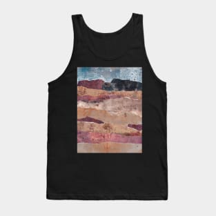 Abstract landscape with mountains and sky, red rock, mixed media collage Tank Top